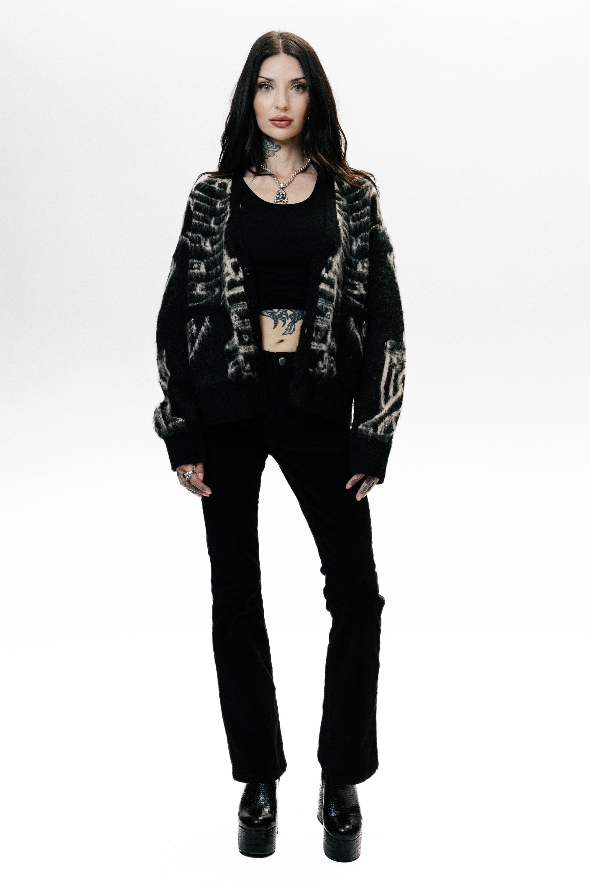 REVERSE SKELETON OVERSIZED CARDIGAN - WOMENS ‐ OTHER