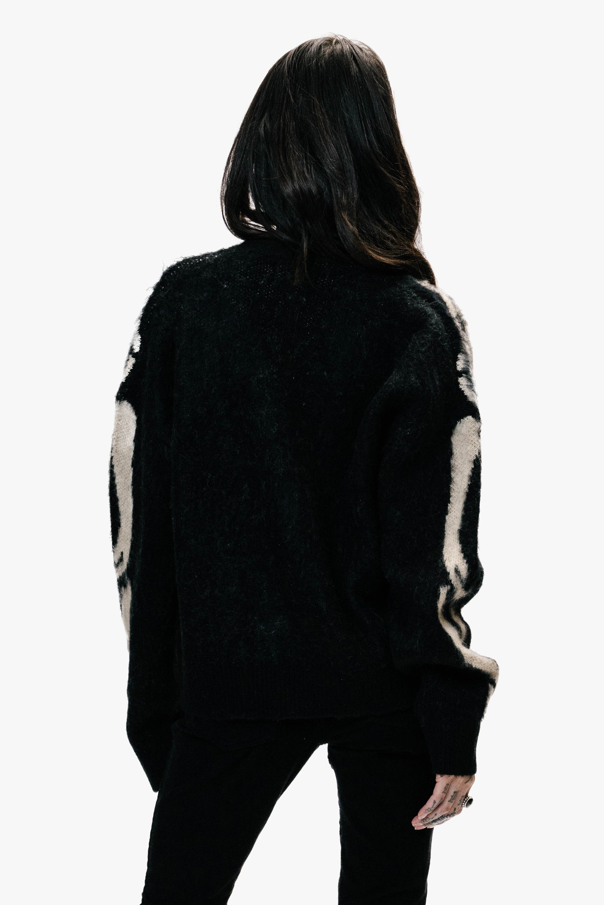 BOXY SKELETON KNIT CARDIGAN | BLACK ‐ OTHER