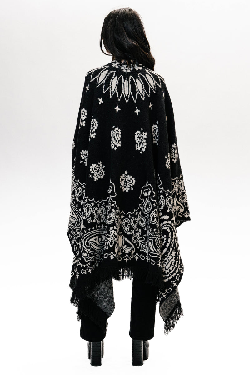 Western Bandana Poncho | Black