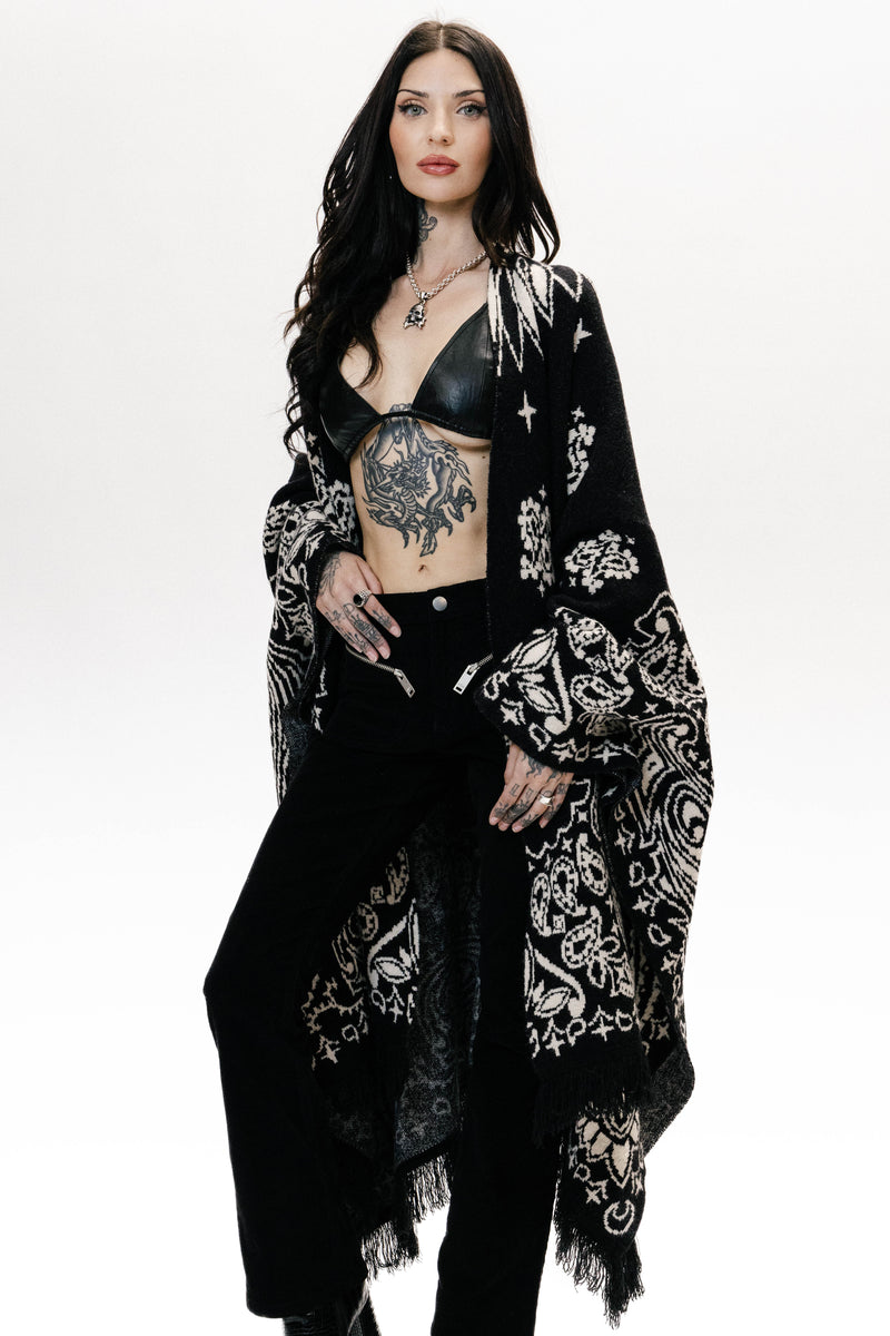 Western Bandana Poncho | Black