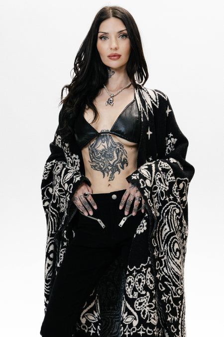 Western Bandana Poncho | Black