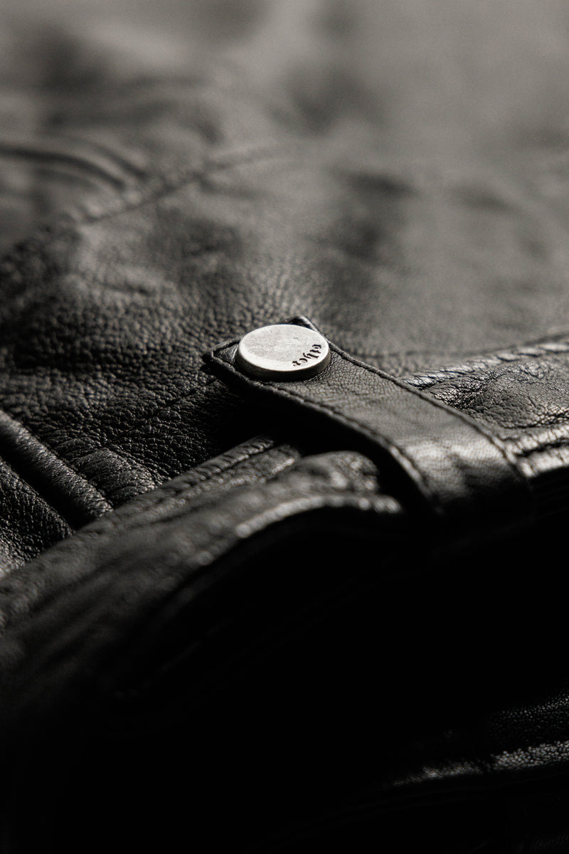 The Deuce Biker Jacket - Printed Skull & Crossbones Vintage Black