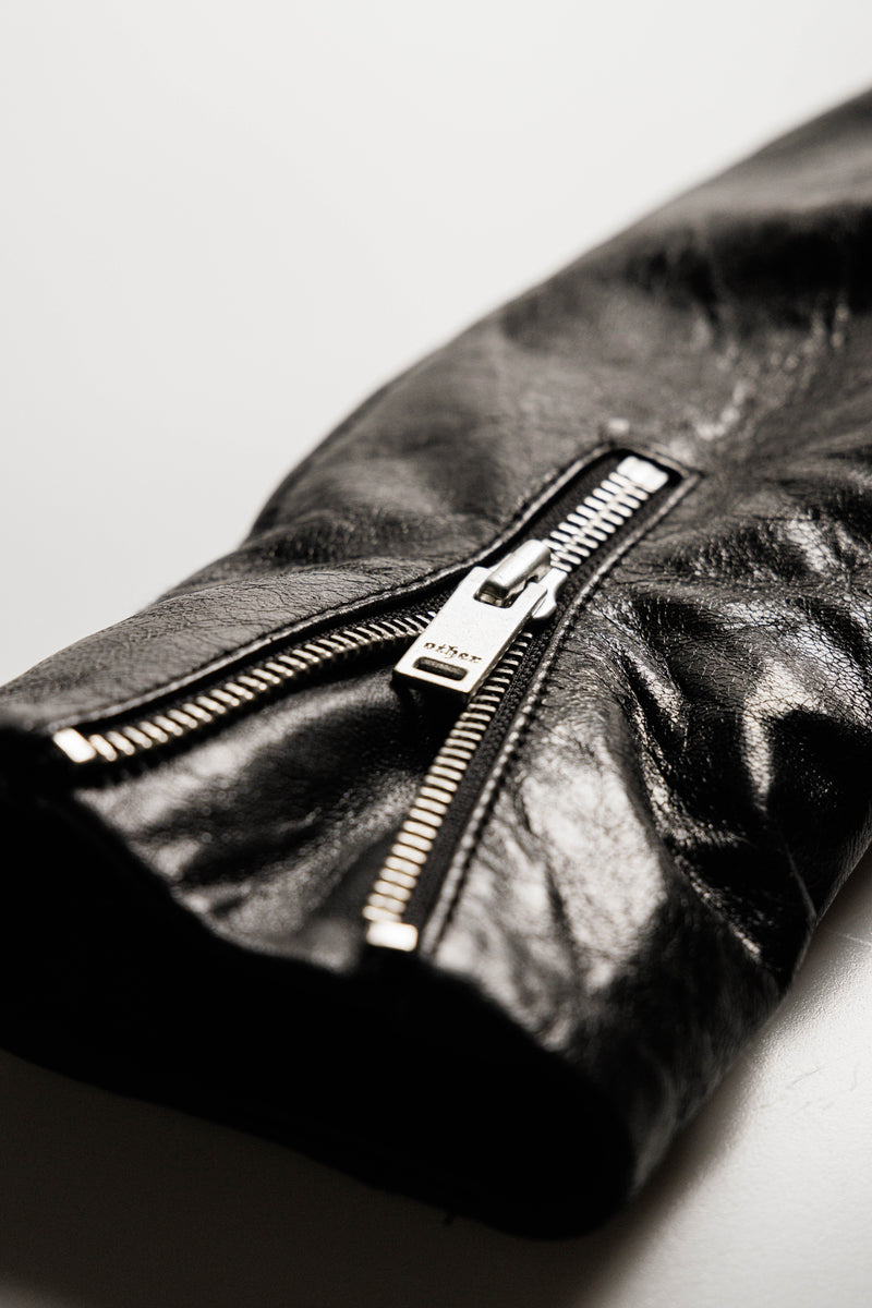 O74HG Kagan Leather Jacket - Gloss Black