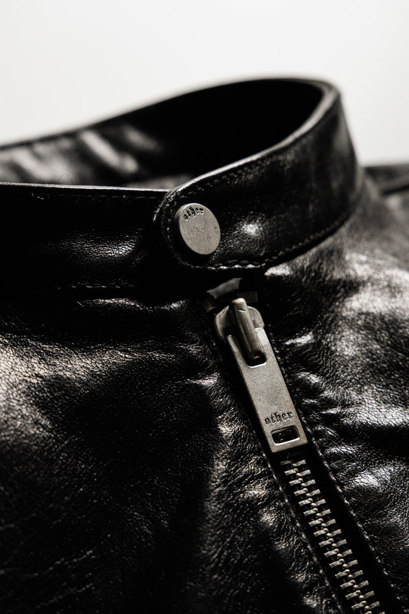 O74HG Kagan Leather Jacket - Gloss Black