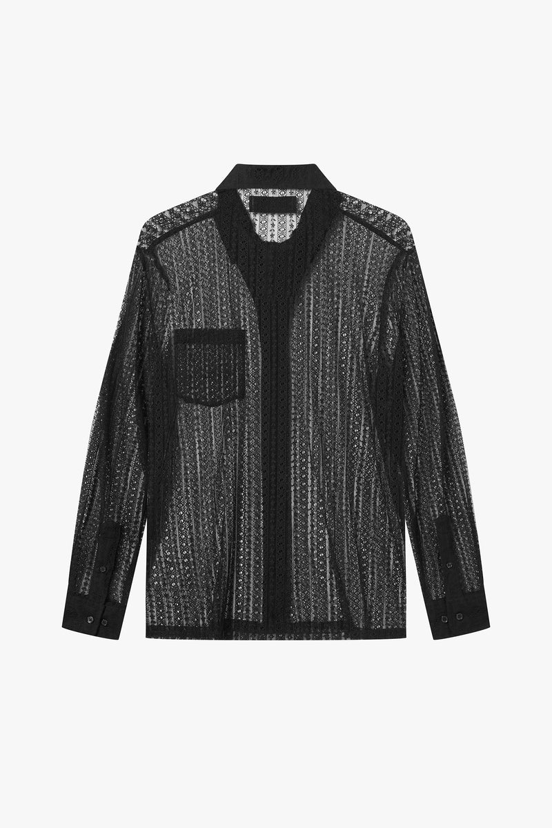 Lace Long Sleeve Cuban Shirt