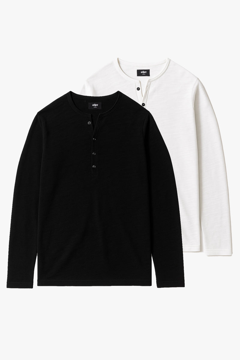 Damon Long Sleeve Henley T Shirt Bundle - Mixed