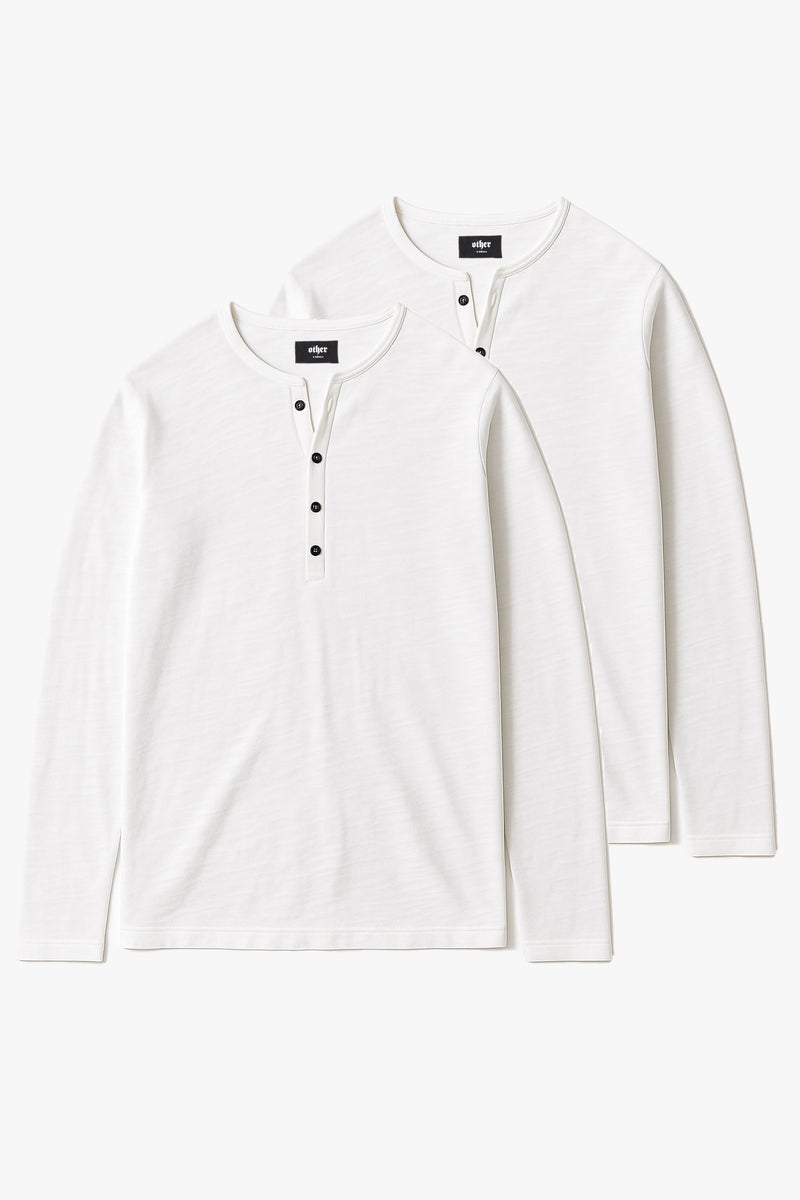 Damon Long Sleeve Henley T-Shirt Bundle - Bone