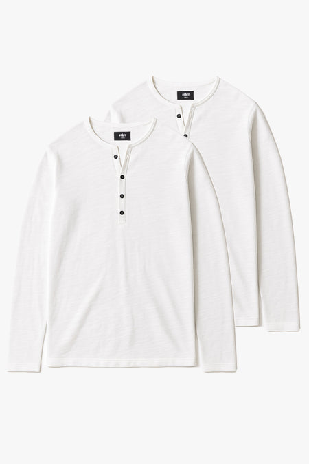 Damon Long Sleeve Henley T-Shirt Bundle - Bone