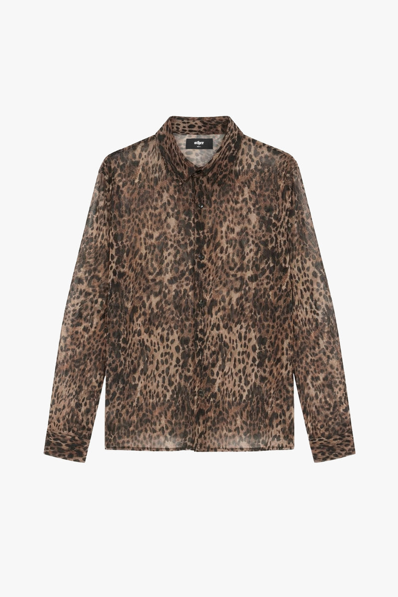 Leopard - Sheer Long Sleeve Shirt - Leopard
