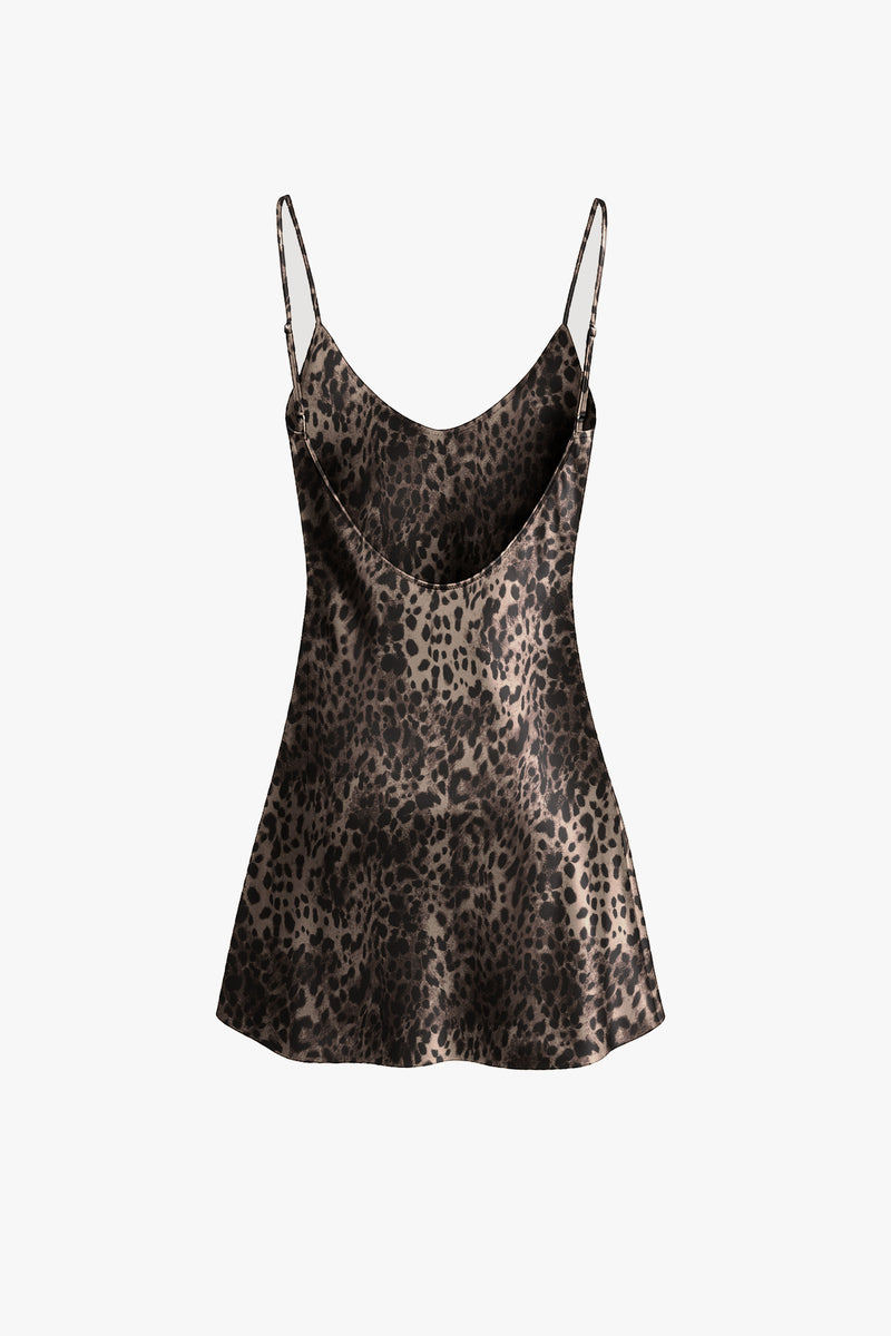 Silk Slip Dress - Leopard