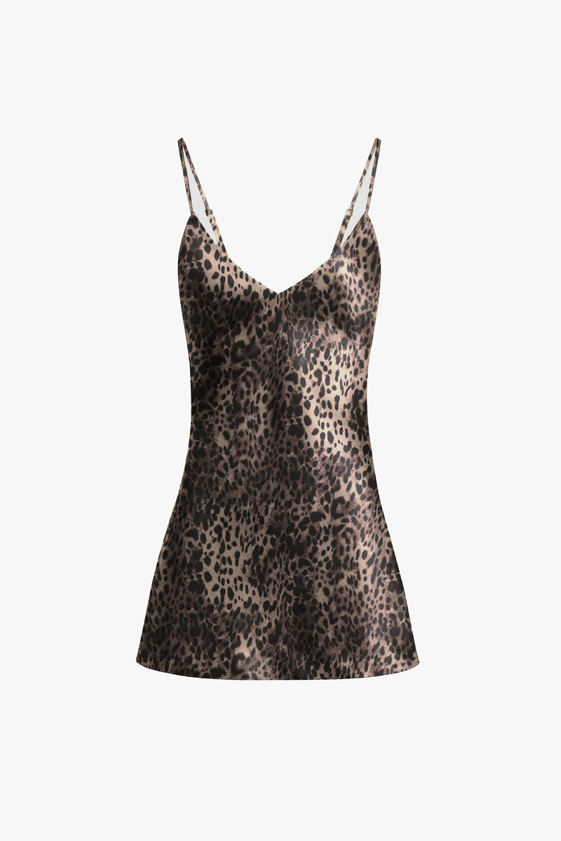 Silk Slip Dress - Leopard