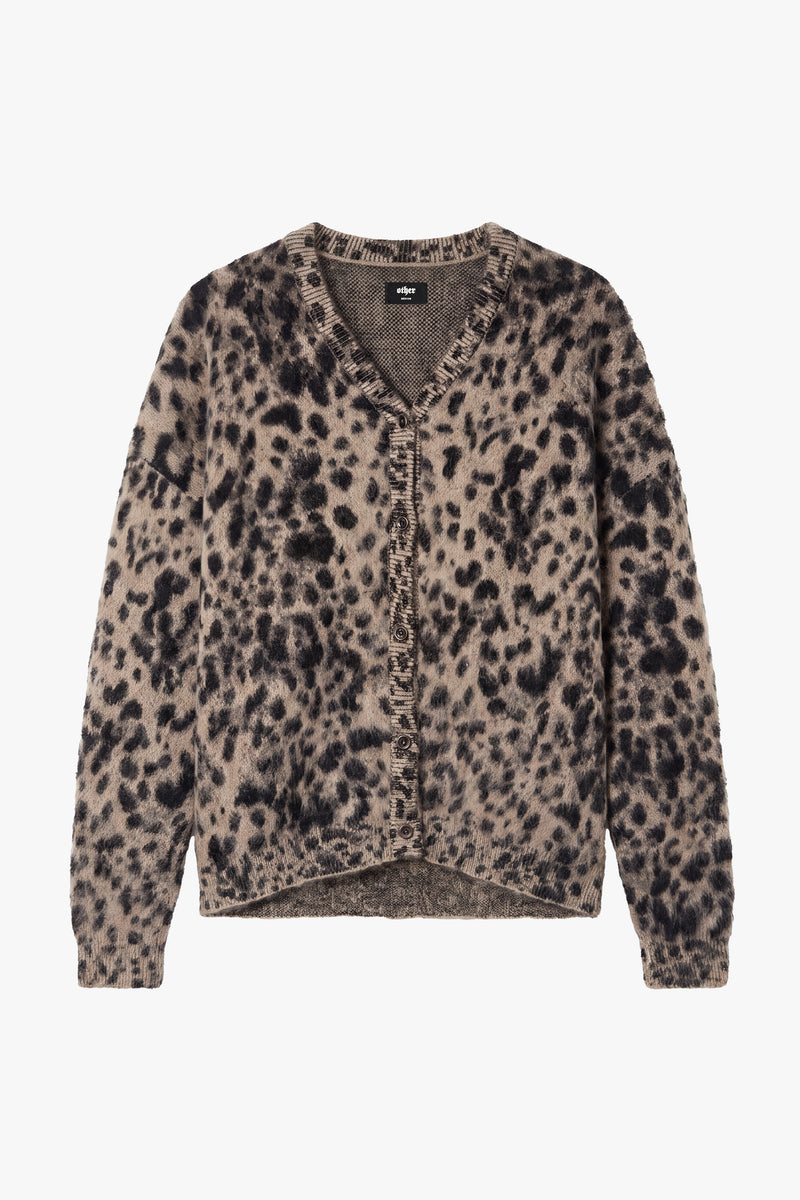 Berwick Brushed Mohair Knit Cardigan - Leopard