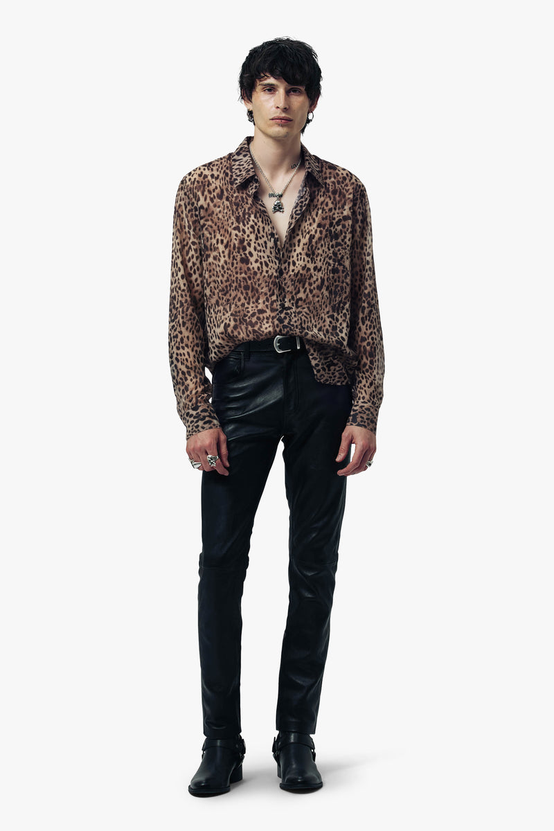 Leopard - Sheer Long Sleeve Shirt - Leopard
