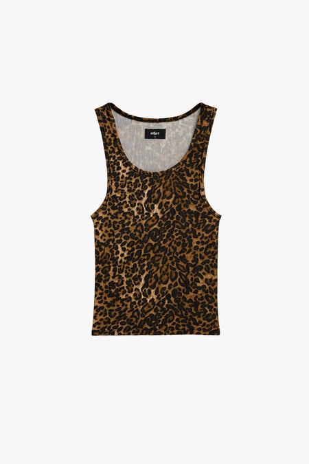 Dark Leopard Print Cropped Beater