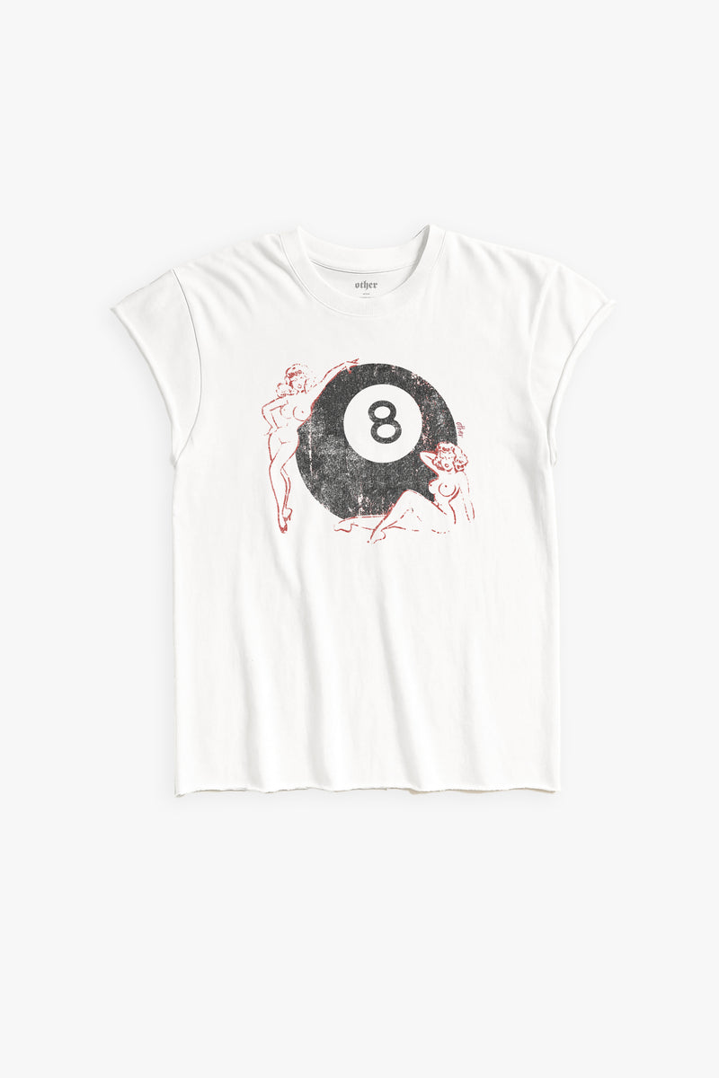LUCKY 8 BALL ROCKER TEE - WHITE