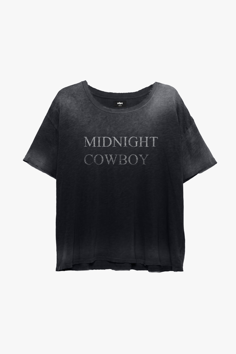 Midnight Cowboy Decay T Shirt - Aged Black Ink