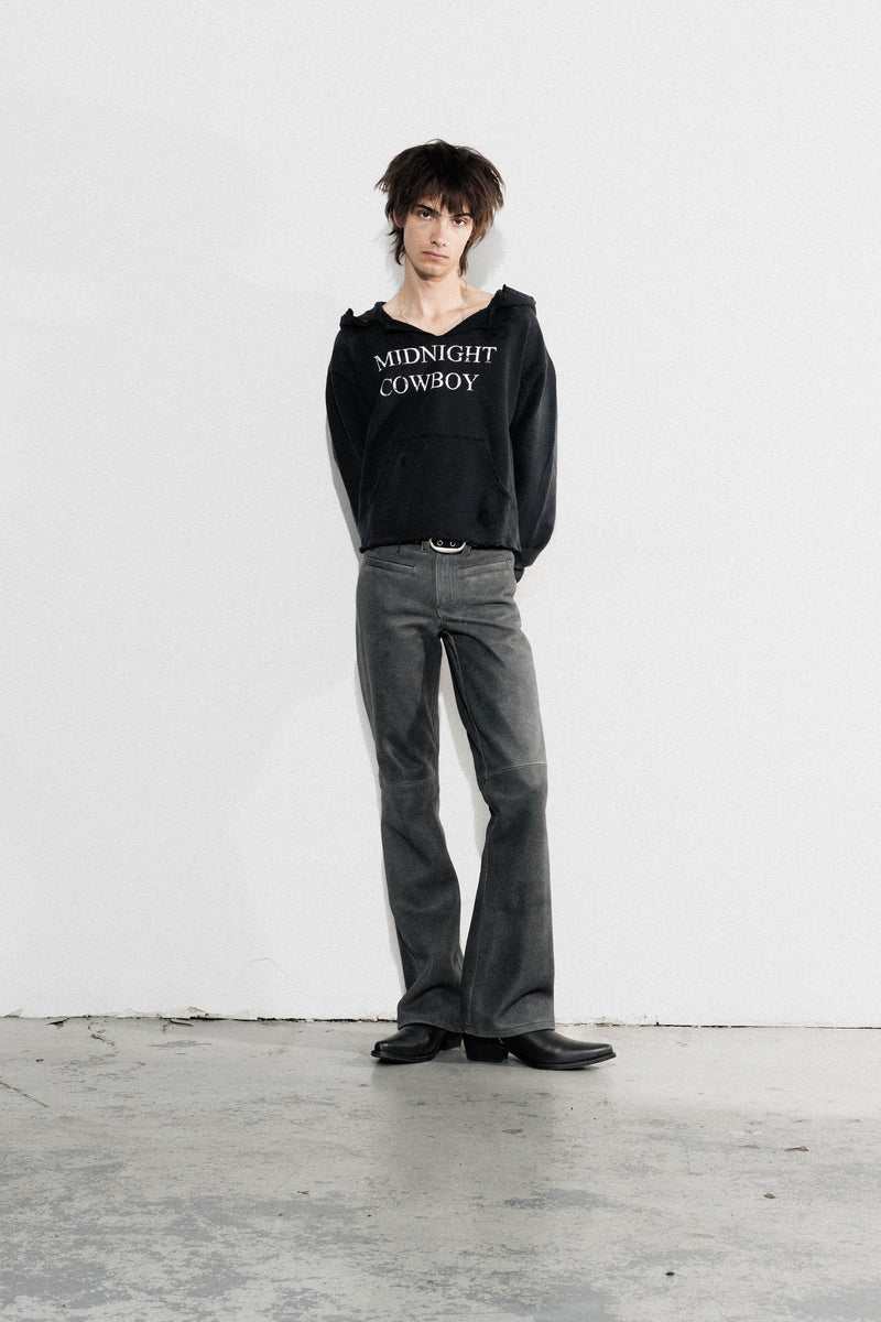 Midnight Cowboy Distressed Hoodie - Aged Black