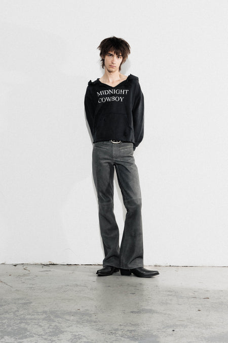 Midnight Cowboy Distressed Hoodie - Aged Black