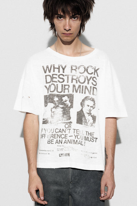 Rock Music Destroys Decay T Shirt - Aged Bone