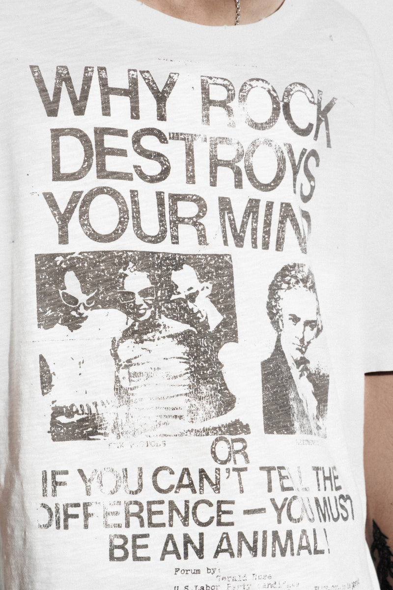Rock Music Destroys Decay T Shirt - Aged Bone