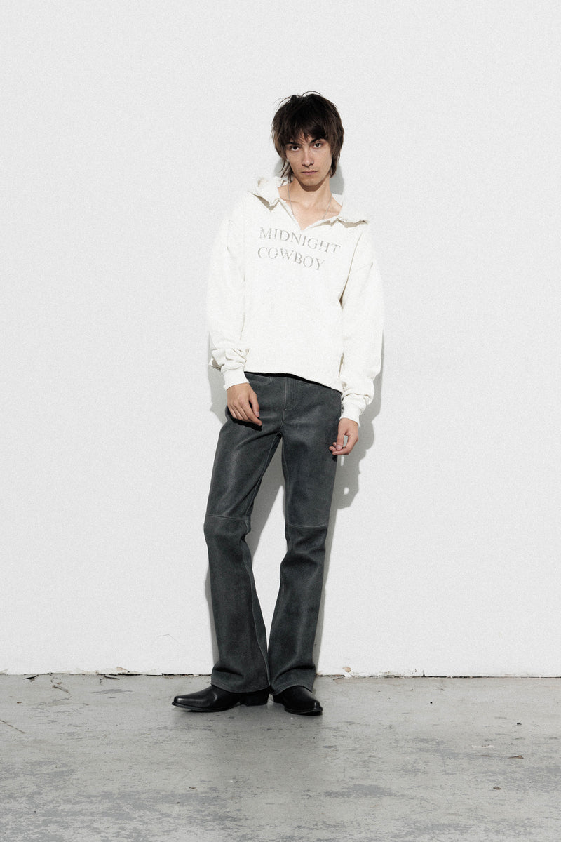 Midnight Cowboy Distressed Hoodie - Aged  White