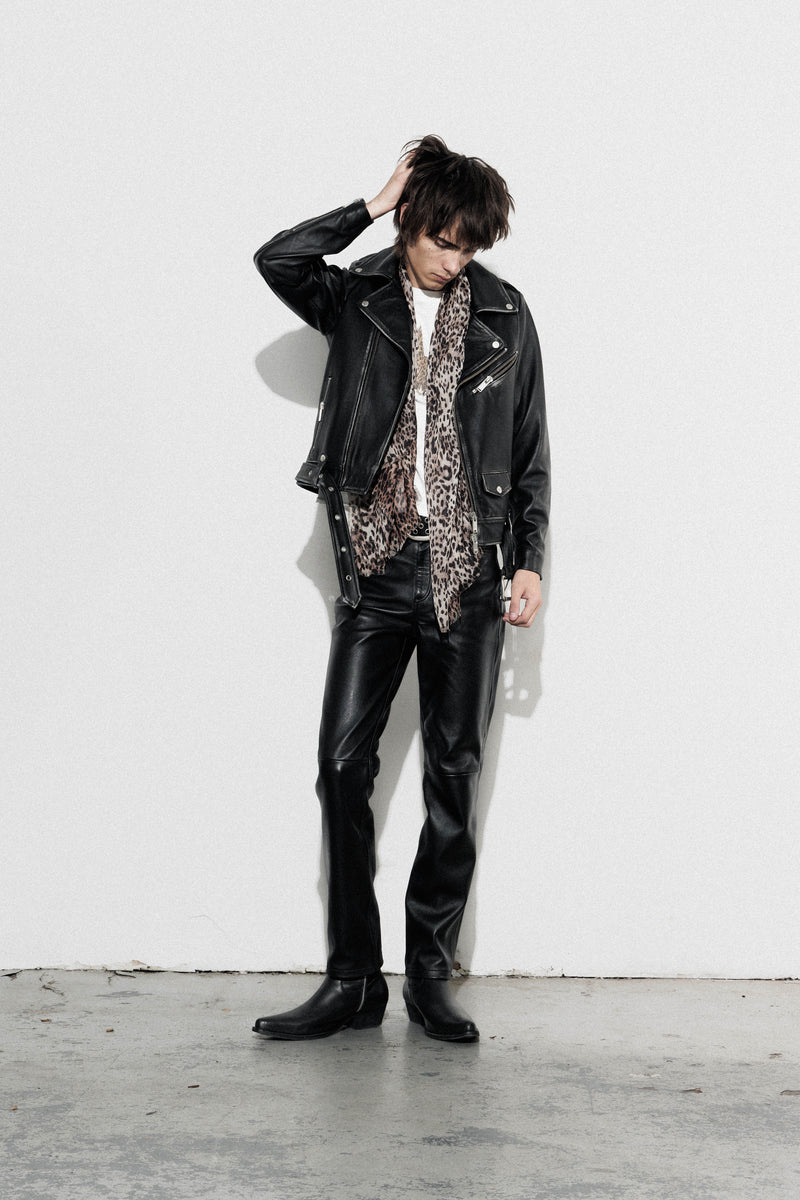 315 Leather Biker Jacket - Roadworn Black