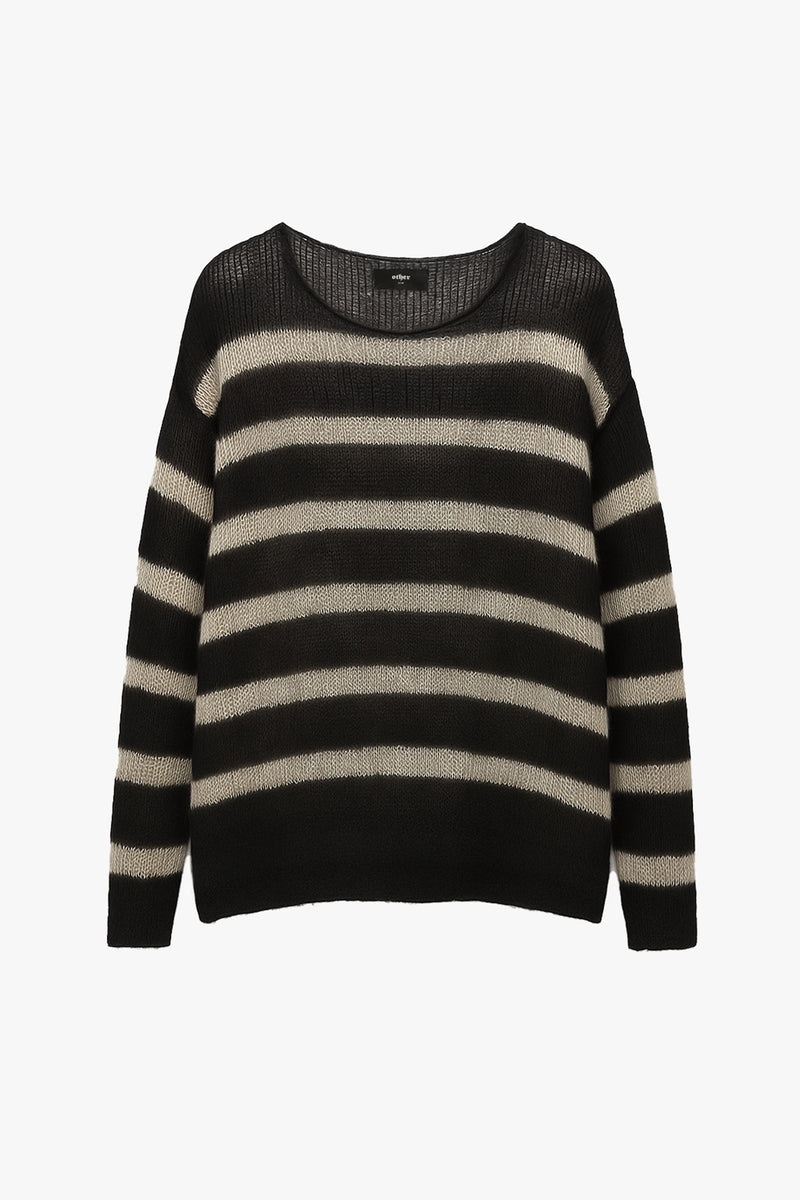 OVERSIZED BAND STRIPE NAVARRO JUMPER - BLACK & BONE