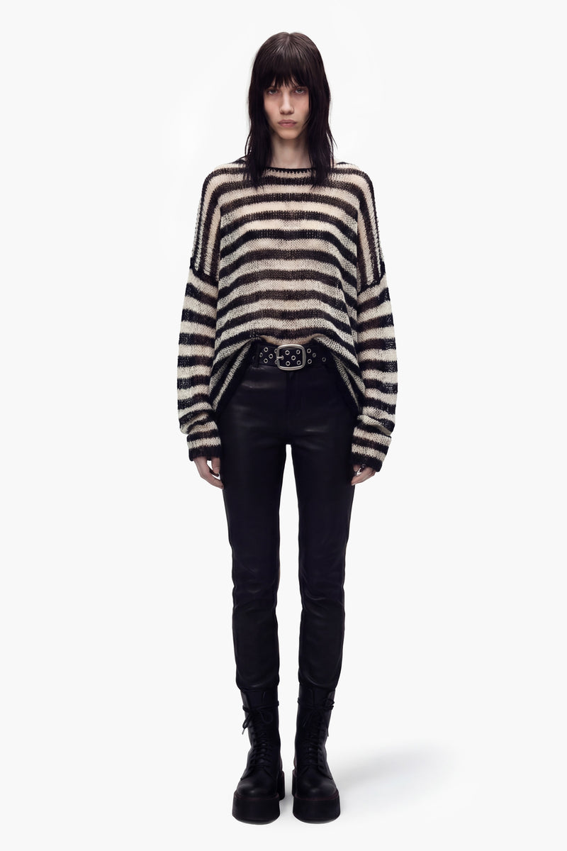 OVERSIZED CLASSIC STRIPE NAVARRO JUMPER - BLACK & DIRTY WHITE - WOMENS