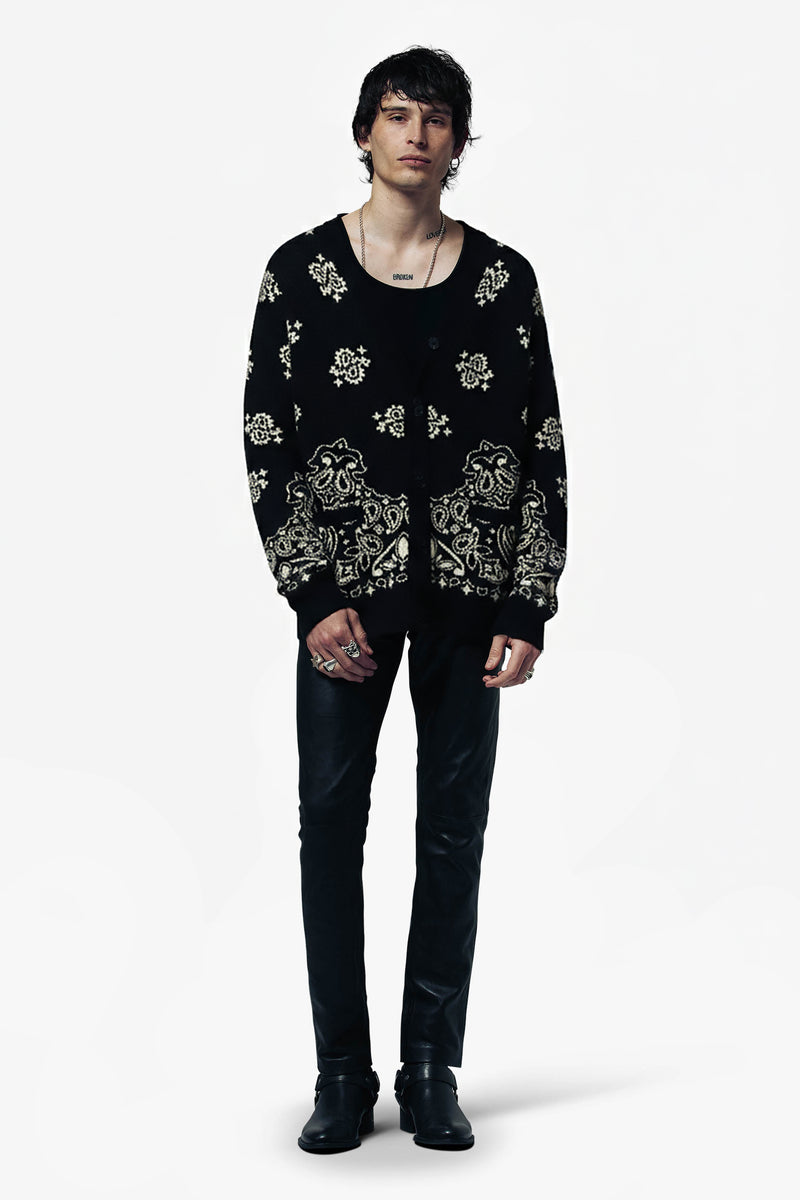 BANDANA OVERSIZED BRUSHED CARDIGAN