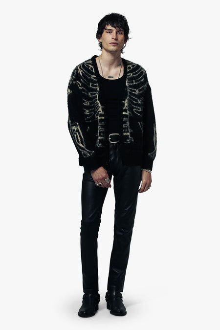 REVERSE SKELETON OVERSIZED CARDIGAN - BLACK & BONE