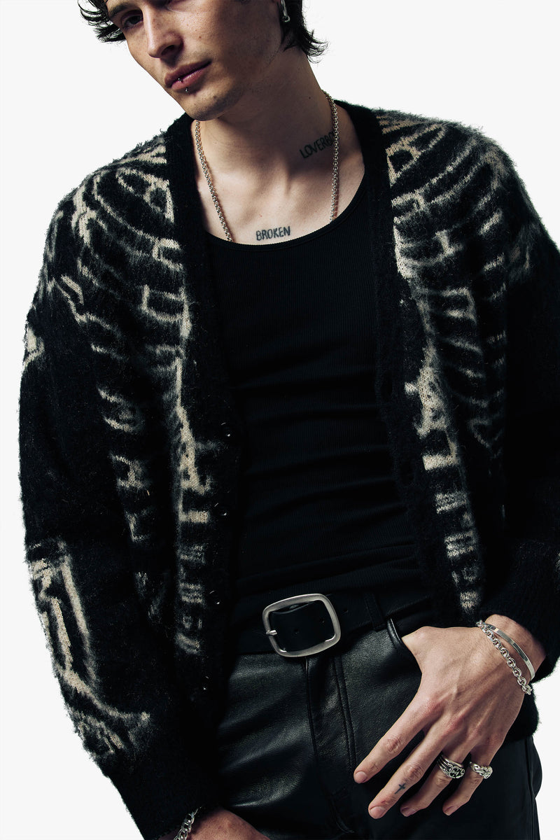 REVERSE SKELETON OVERSIZED CARDIGAN - BLACK & BONE