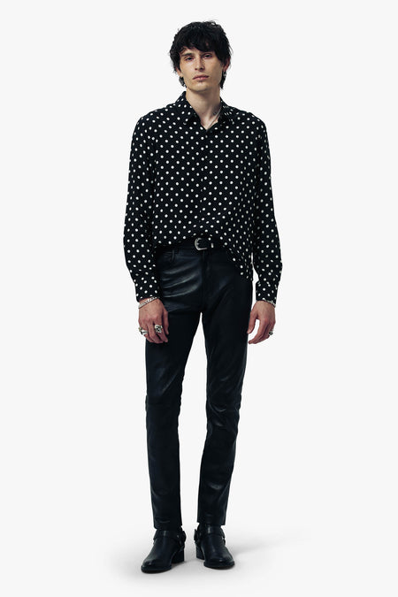 Polka Dot Long Sleeve Shirt - Black