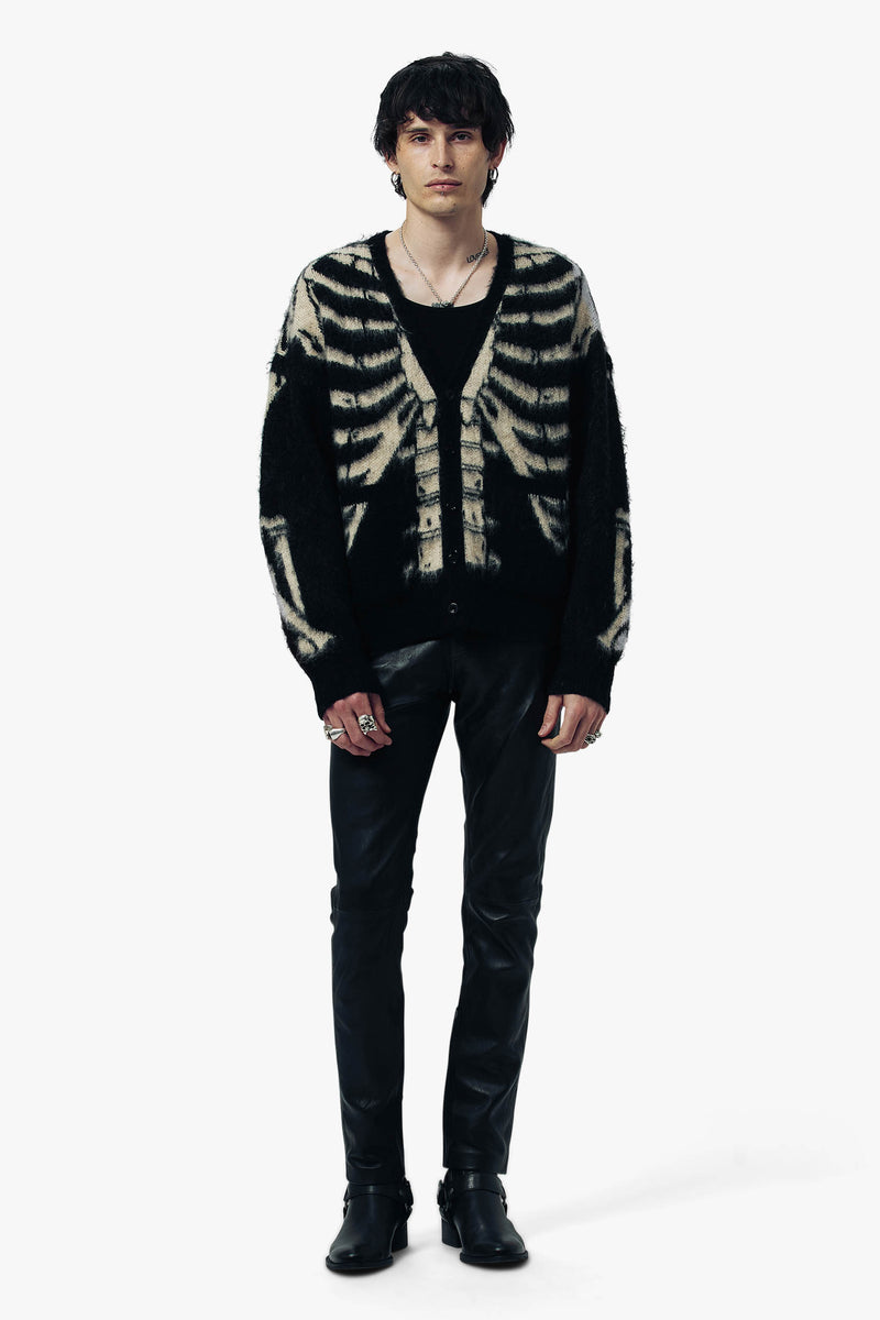 Boxy Skeleton Brush Knit Cardigan