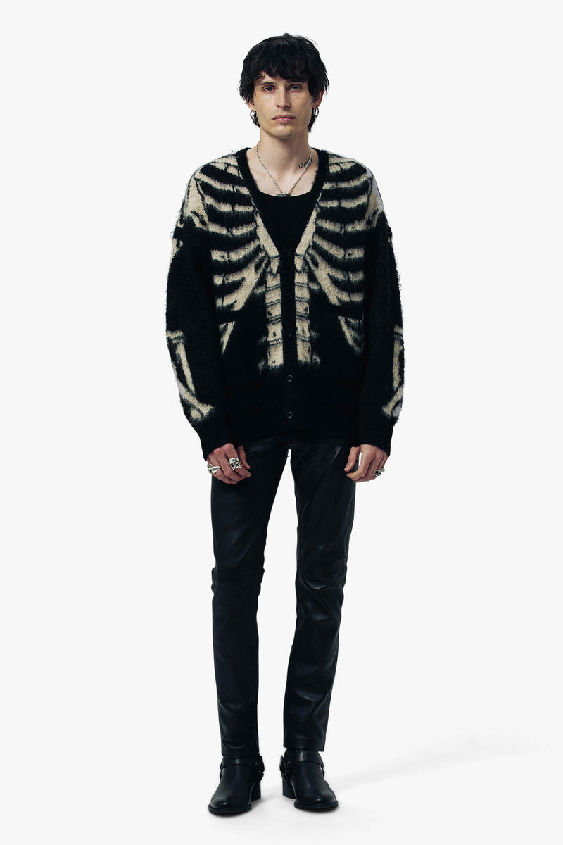 SKELETON OVERSIZED CARDIGAN - BLACK & BONE