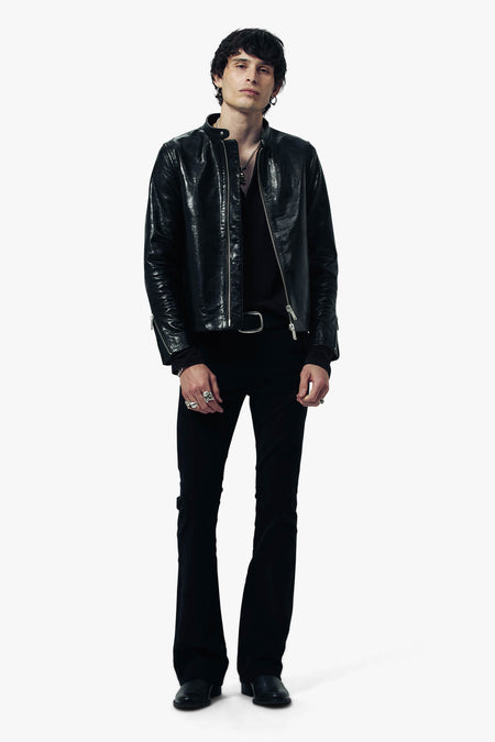 O74HG Kagan Leather Jacket - Gloss Black
