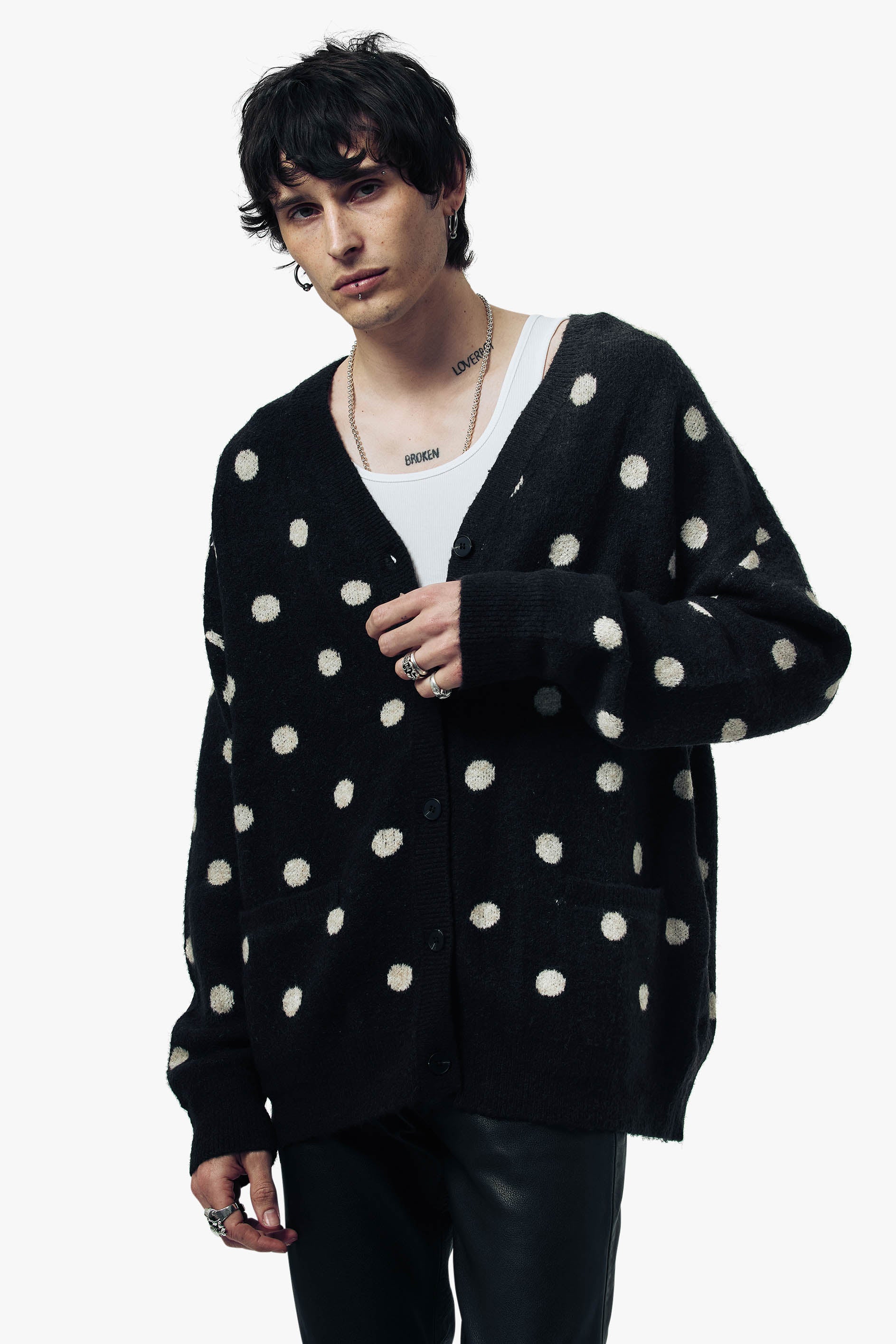 POLKA DOT OVERSIZED BRUSHED CARDIGAN ‐ OTHER