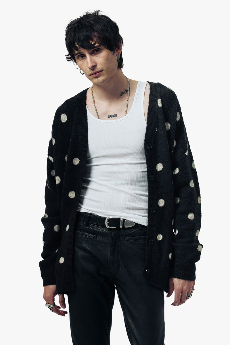 POLKA DOT OVERSIZED BRUSHED CARDIGAN