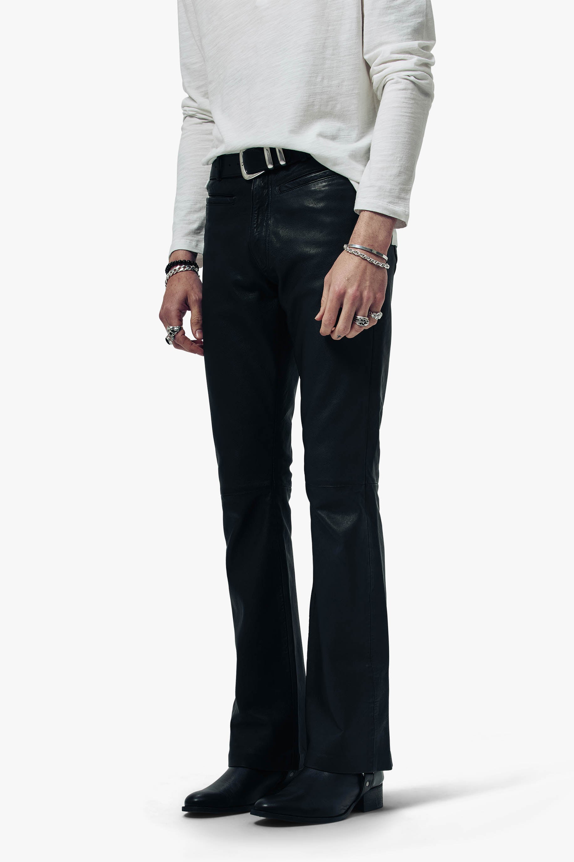 O24 Flared Leather Pants - Vintage Black - 30 / Black / Short O24 Flared Leather Pants - Vintage Black - 30 / Black / Short
