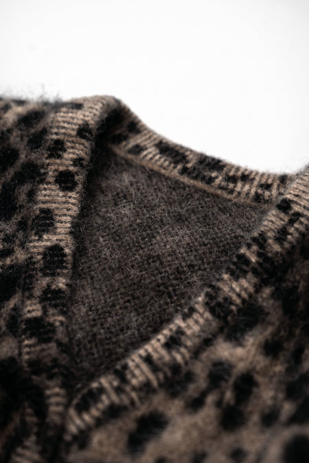 Berwick Brushed Mohair Knit Cardigan - Leopard - Women
