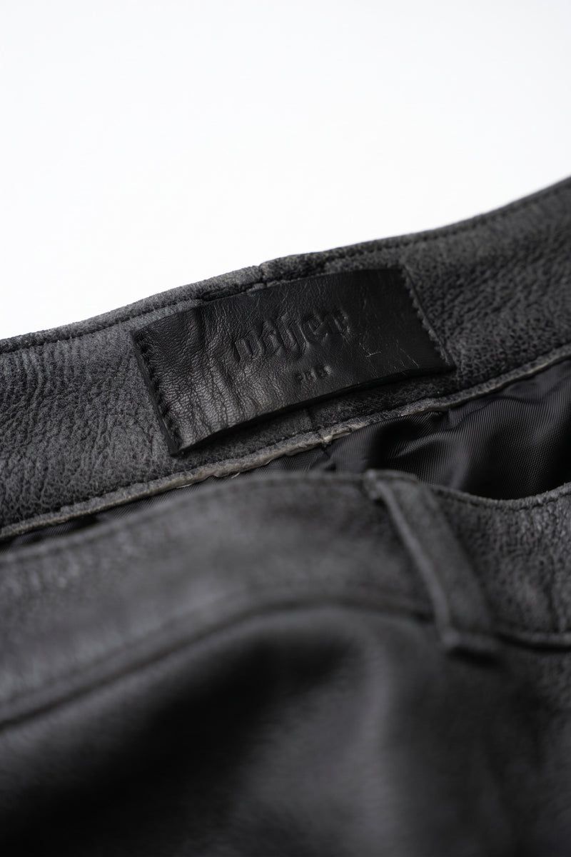 O24 Flared Leather Pants - Distressed Black