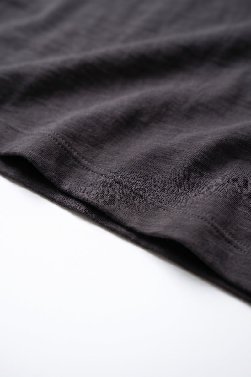 Damon Long Sleeve Henley T Shirt - Gun Metal Grey