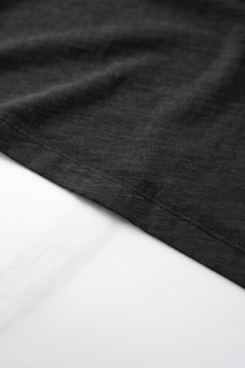 Damon Long Sleeve Henley T Shirt - Black