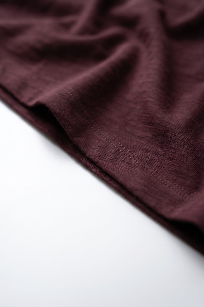 Damon Long Sleeve Henley T Shirt - Oxblood