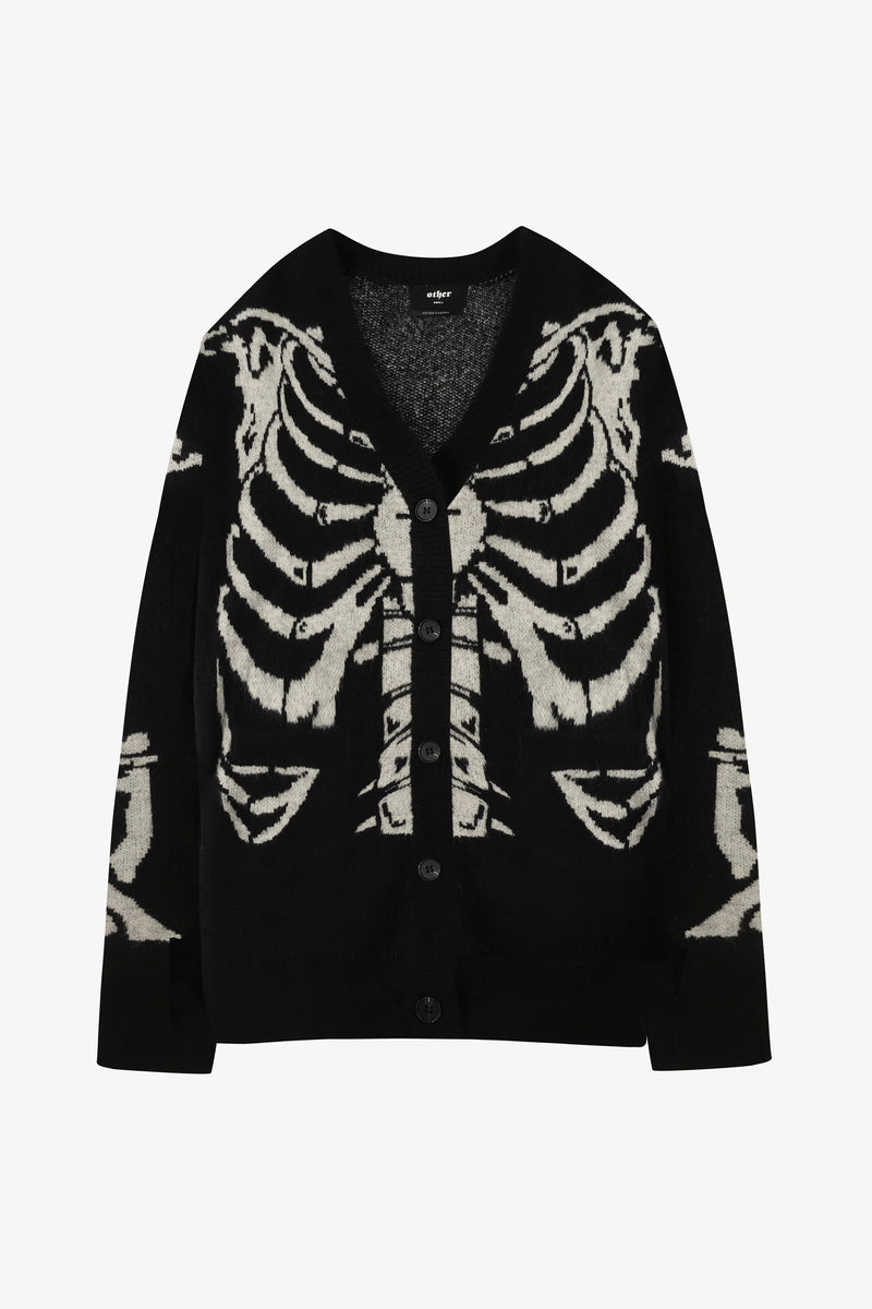 Oversized Skeleton Knit Cardigan | Black