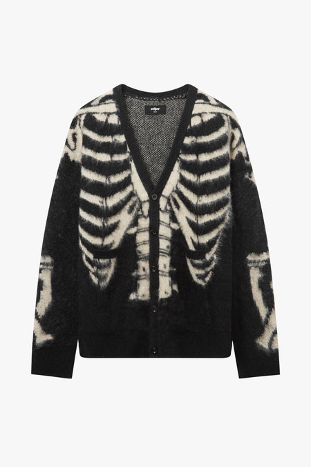 SKELETON OVERSIZED CARDIGAN - BLACK & BONE - WOMENS