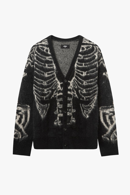 REVERSE SKELETON OVERSIZED CARDIGAN - BLACK & BONE