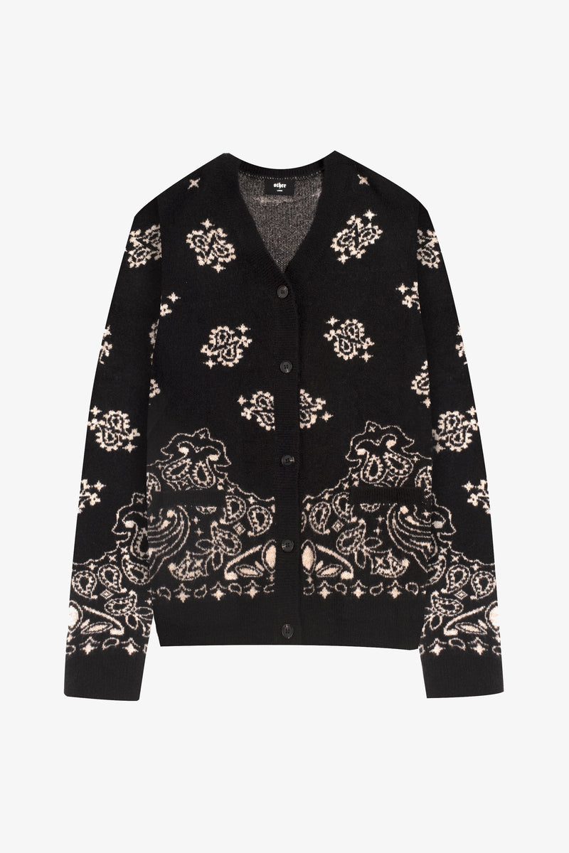 BANDANA OVERSIZED BRUSHED CARDIGAN - WOMEN