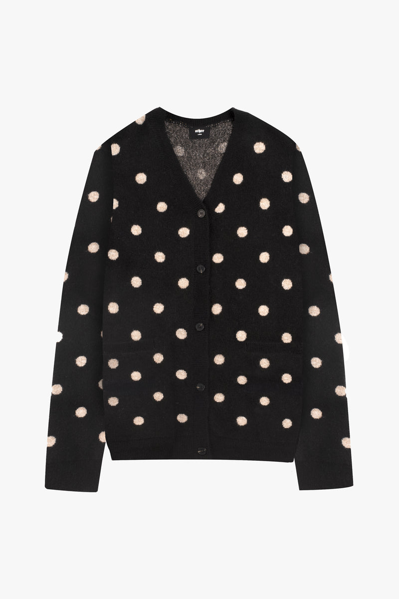 POLKA DOT OVERSIZED BRUSHED CARDIGAN