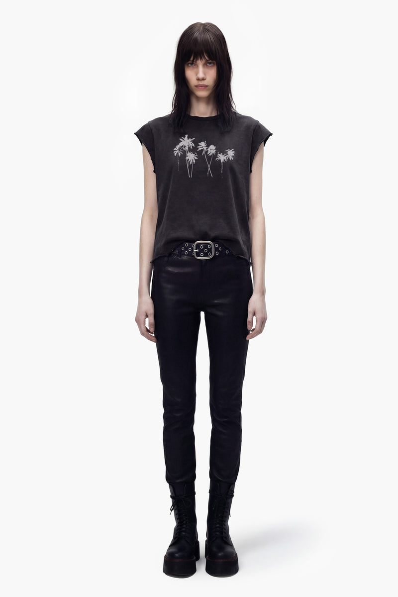PALMS ROCKER TEE - BLACK - WOMEN