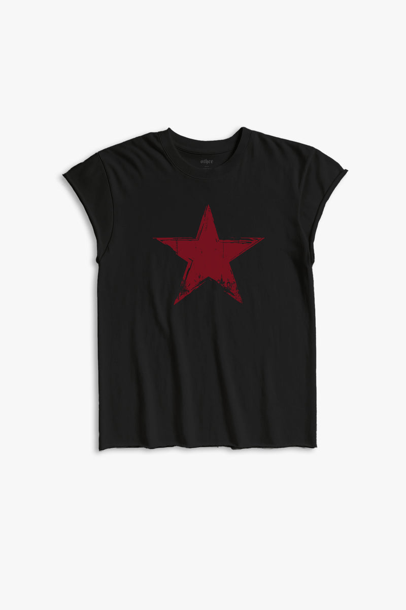 RED STAR ROCKER TEE - BLACK